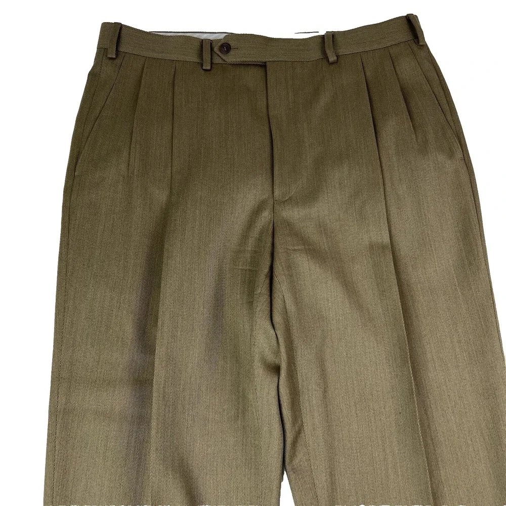 Samuelsohn‎ Carl Sterr Brown Wool Double Pleat Dress Pants Mens Size 36X29 +2.5